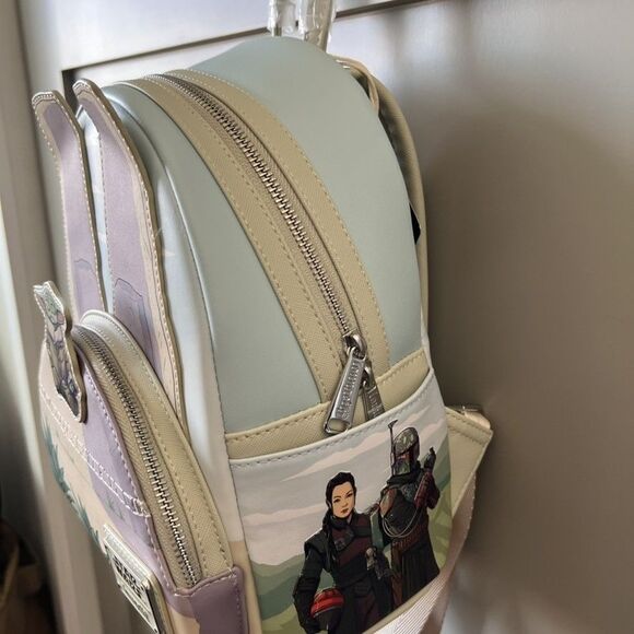 Star‎ Wars Loungefly Mini Backpack Mandalorian Grogu Glow in the Dark Travel NEW - Picture 6 of 16